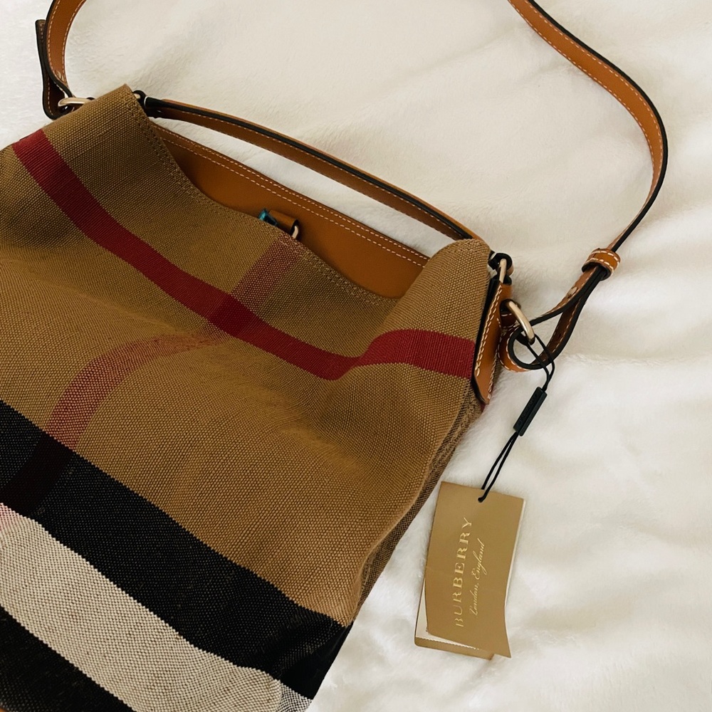 Burberry Ashby Canvas Hobo Shoulder Bag